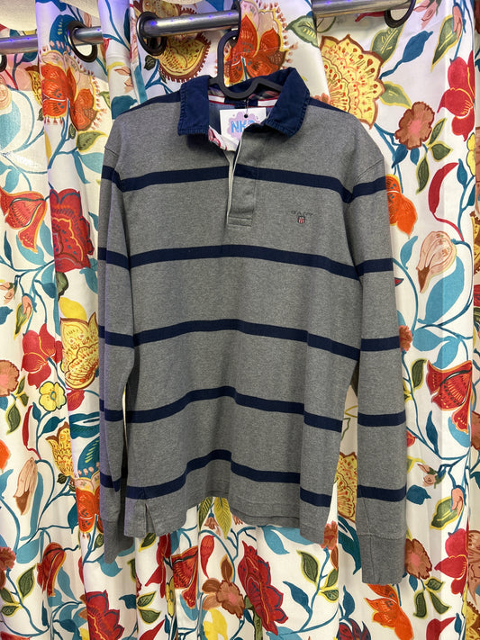 Gant stripey grey and blue polo crewneck