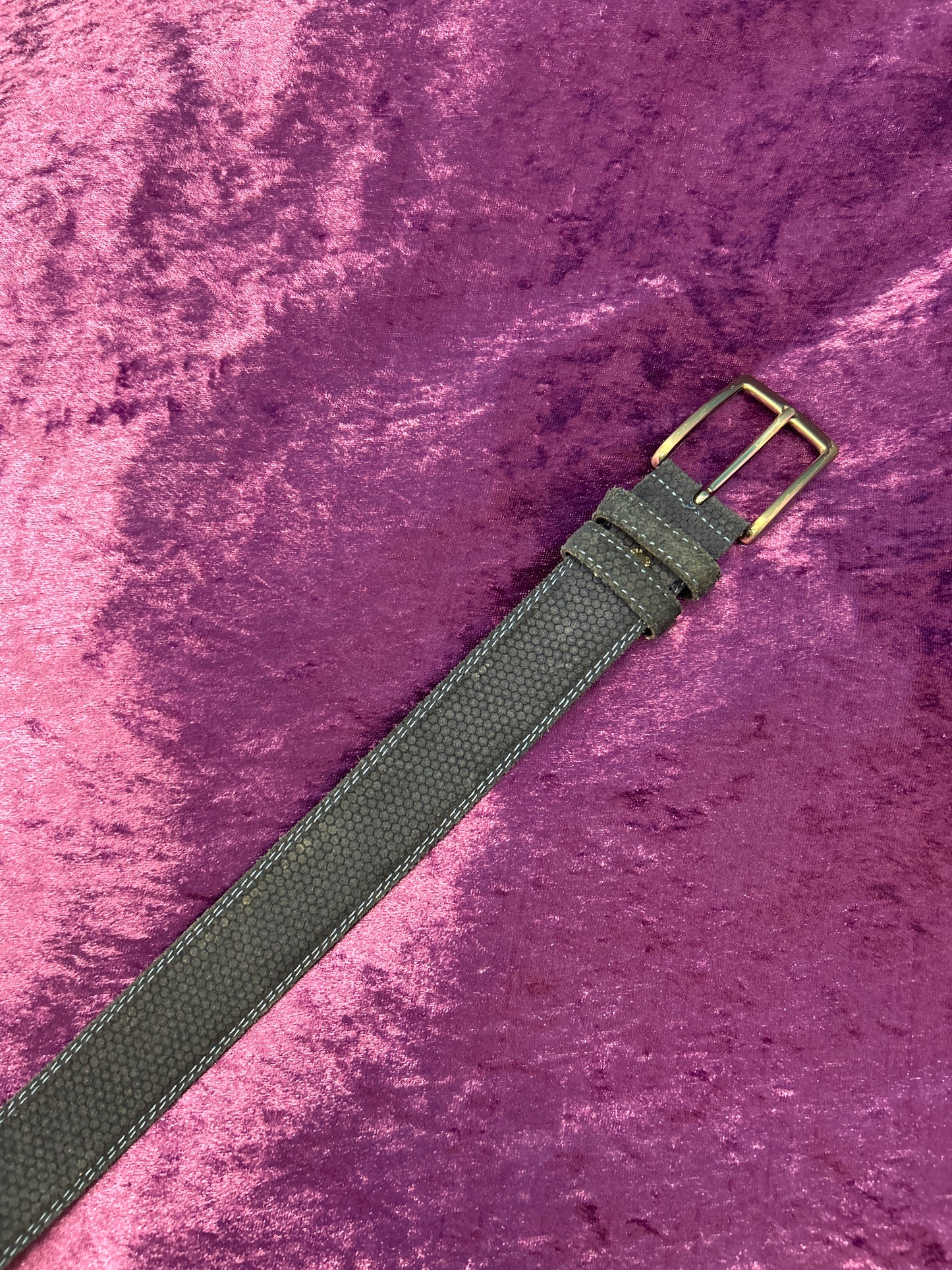 Dark Blue Leather Italian Belt
