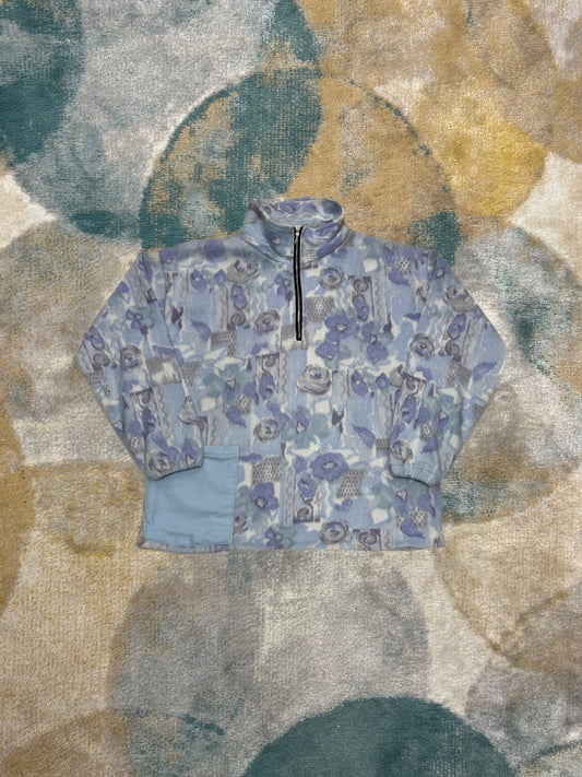 Baby Blue and Purple Retro Fleece Half-Zip