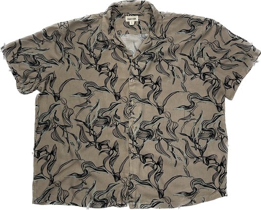 Brown and Black Floral Pattern Shirt