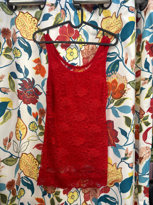 Y2k red lace top