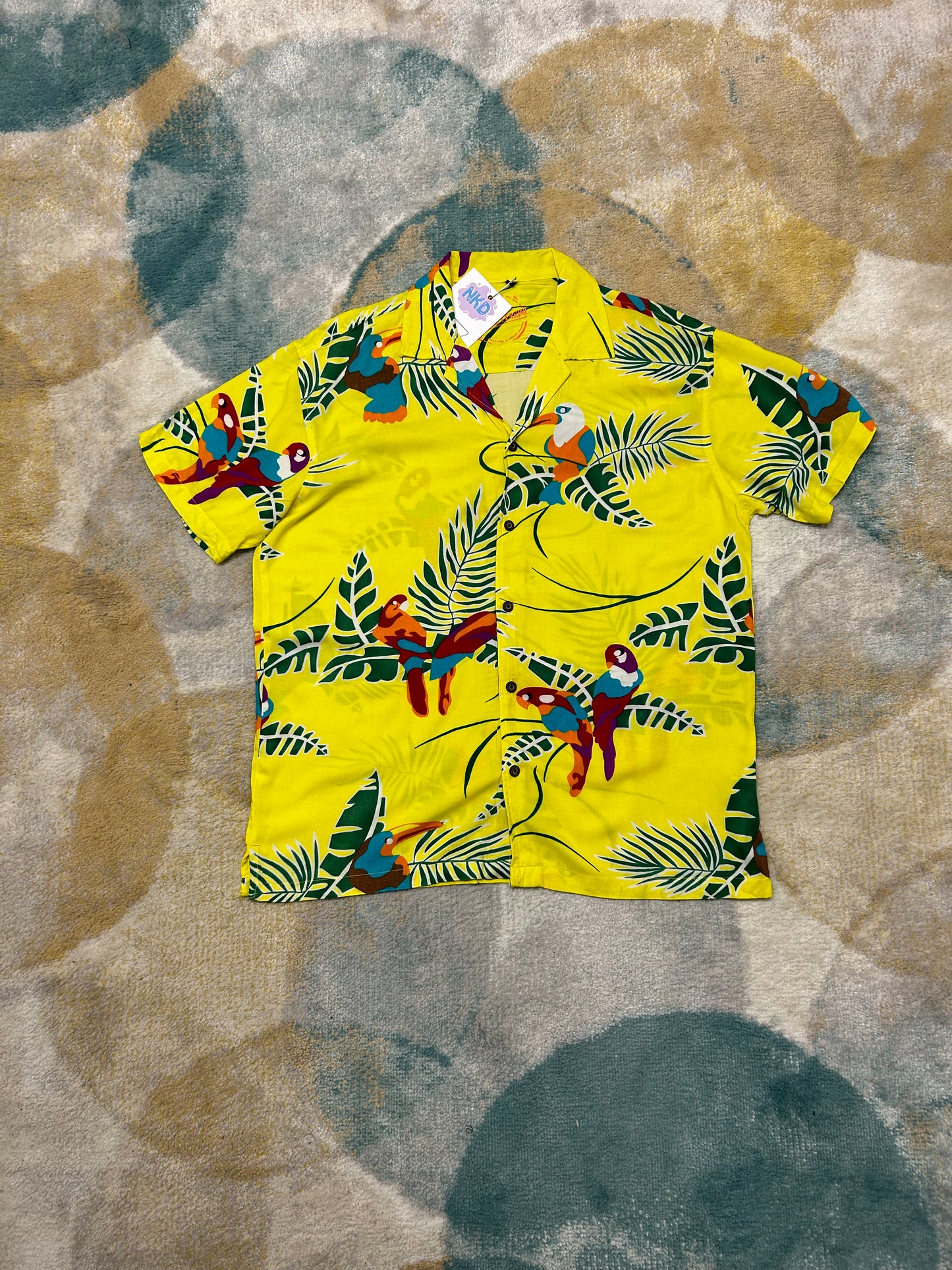 Yellow parrot cotton shirt