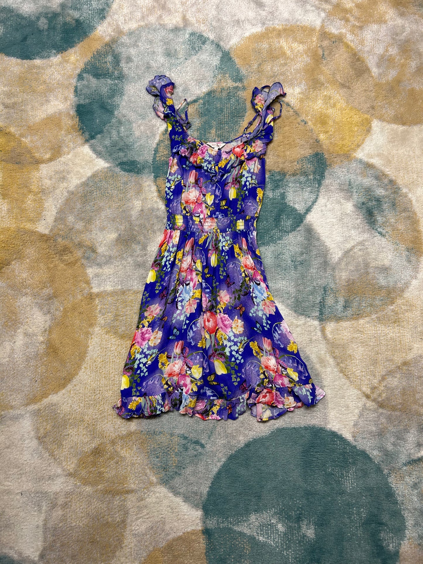 Unique purple floral lightweight dress
