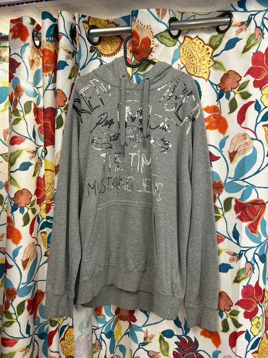 Mustang retro grey cotton hoodie