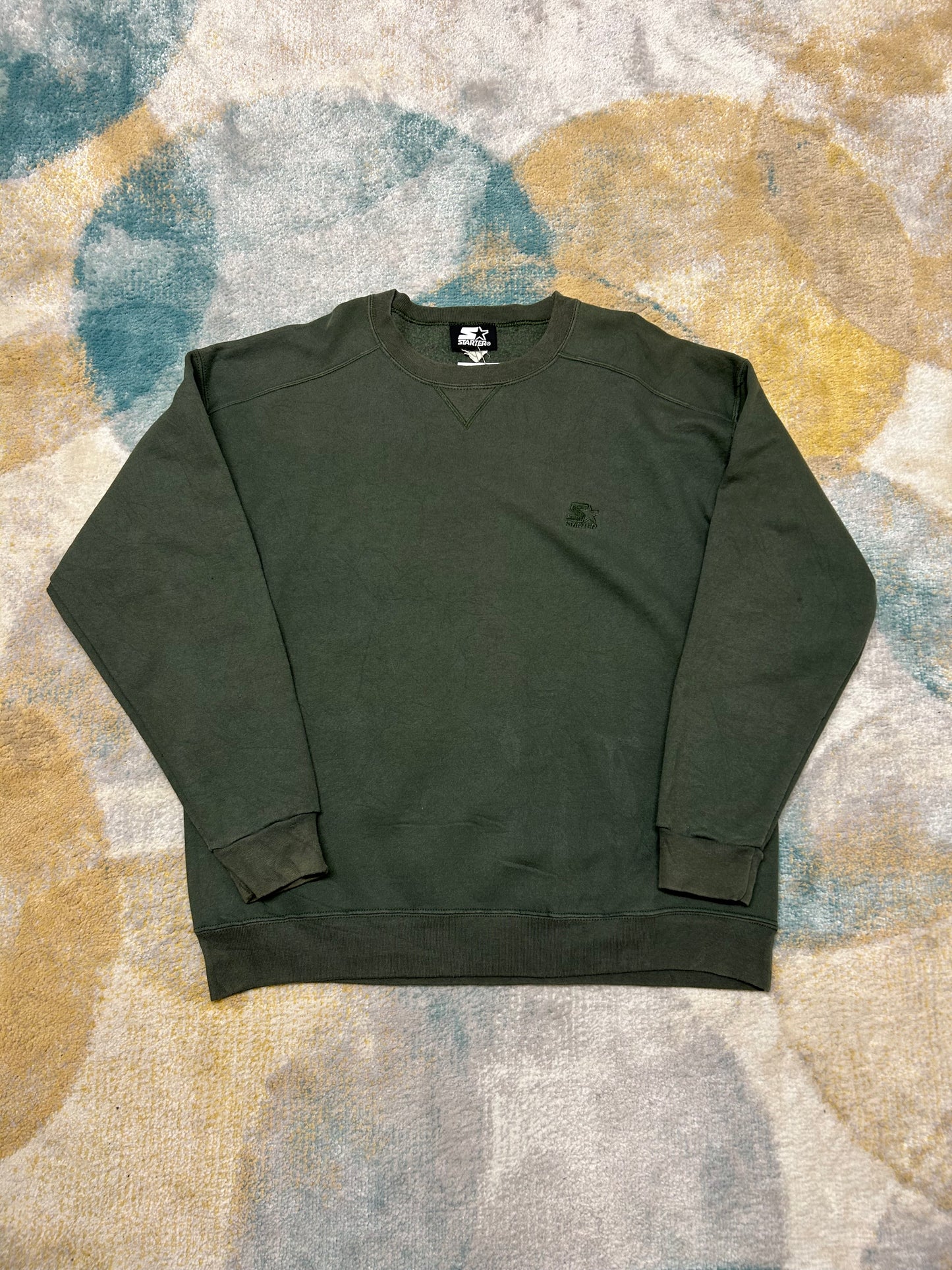 Starter olive green Crewneck with Fleece interior