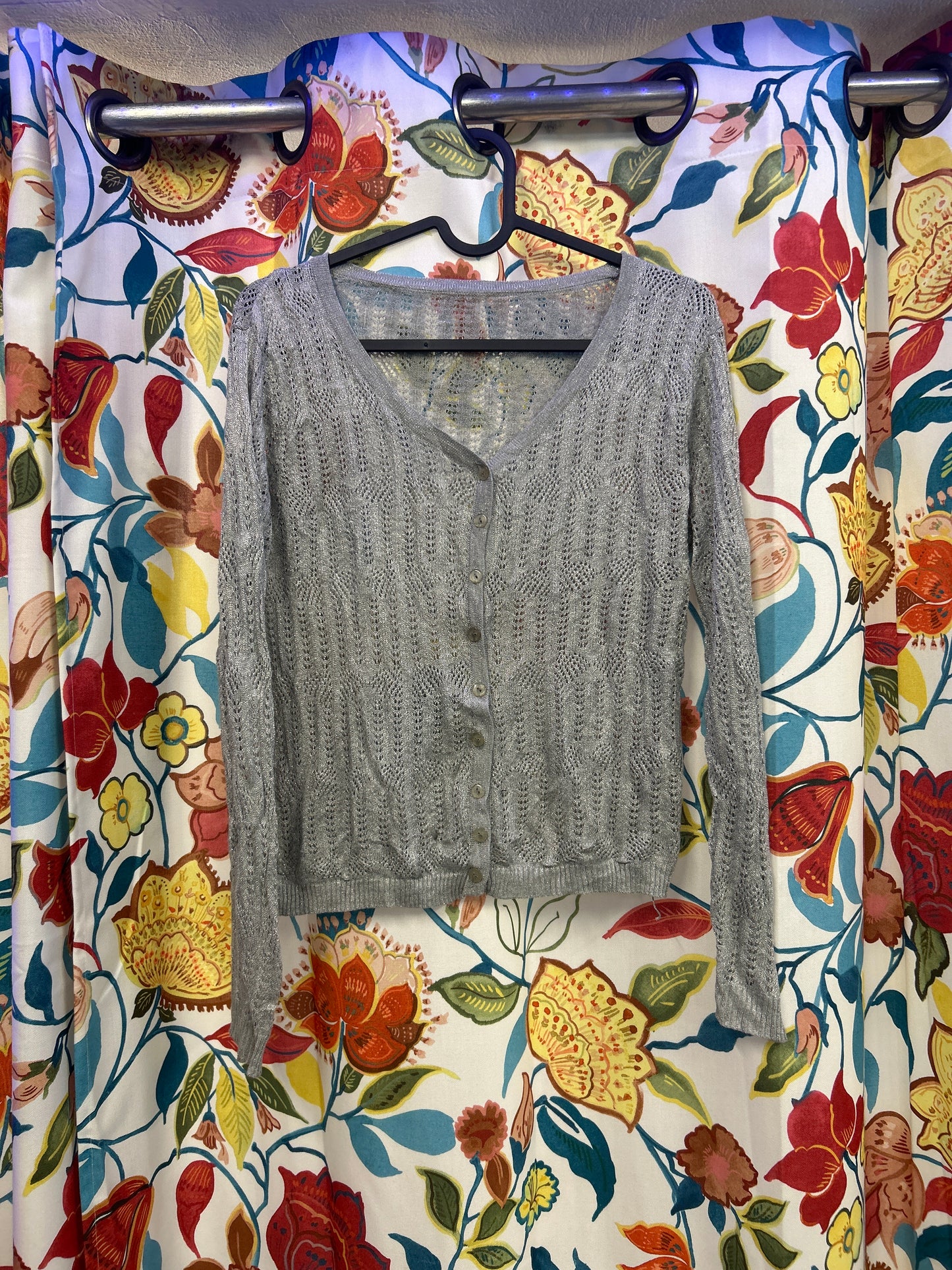 Y2k silver knit cardigan