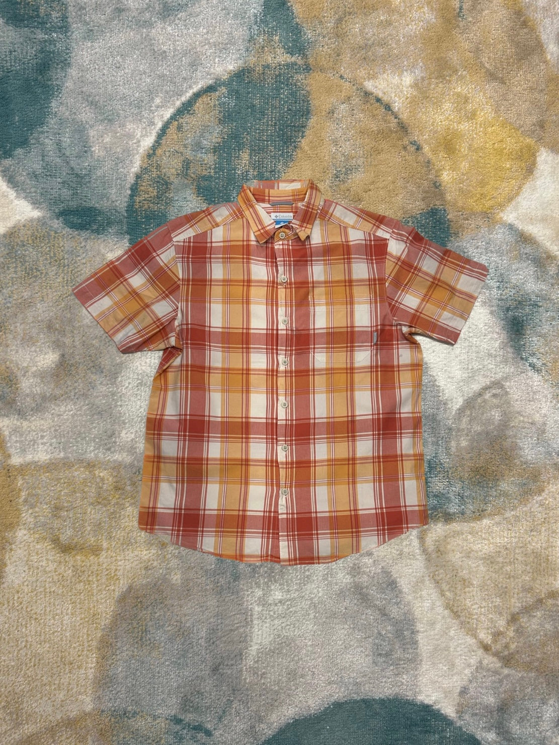 Columbia Red Orange White Shirt