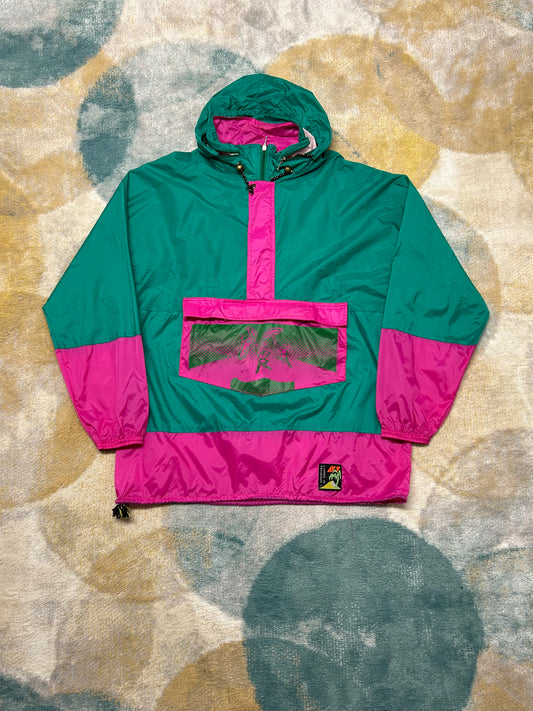Pink and Green Waterproof Windbreaker