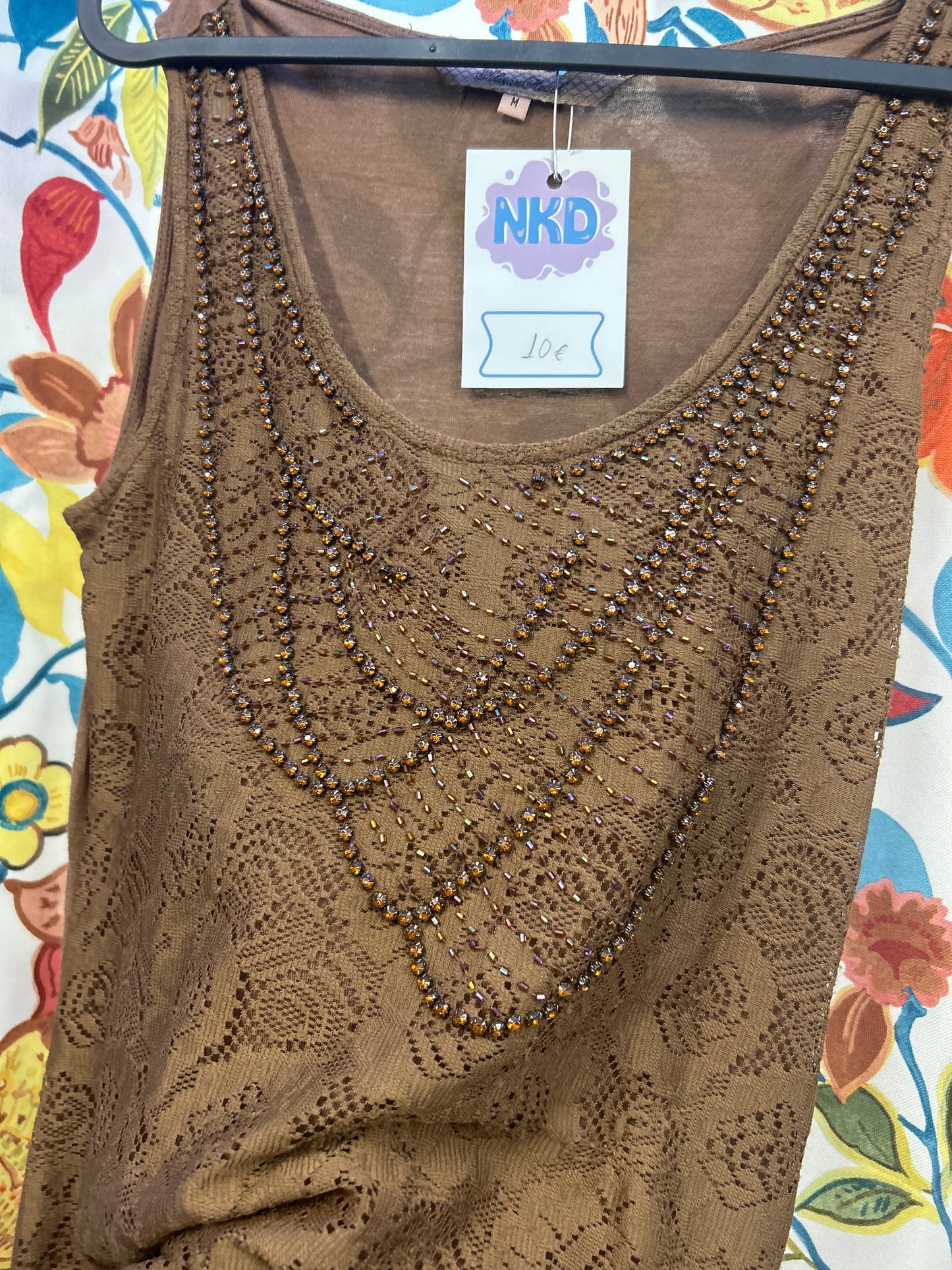 Y2K Brown sparkly top