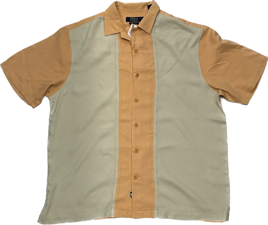 Beige and Orange 100% Silk Summer Shirt