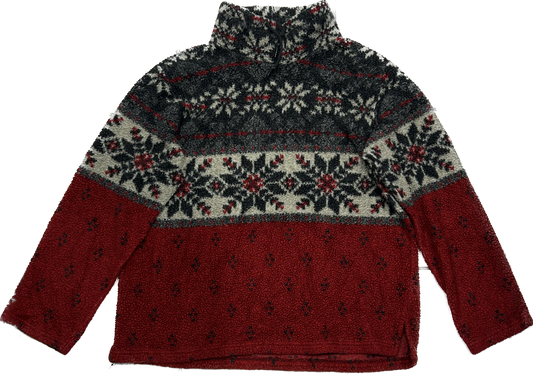 Red White and Blue Snowflake Patterned Retro Fleece