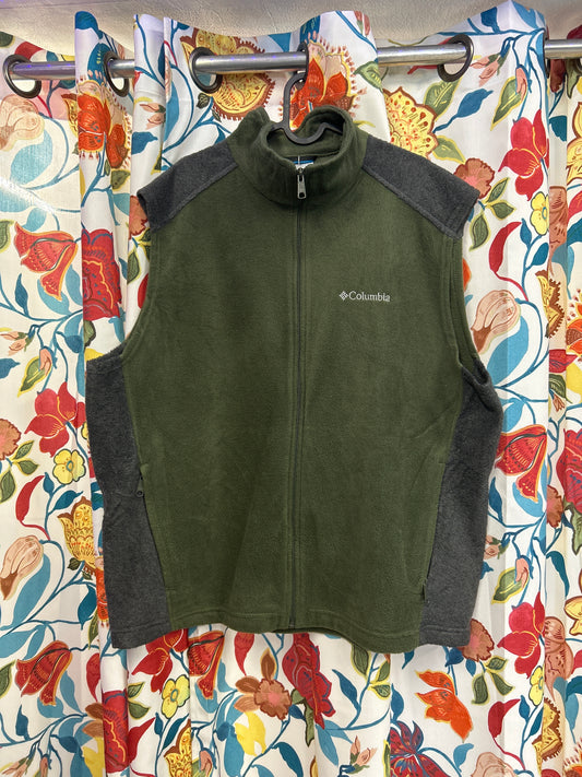 Columbia forest green and grey fleece vest