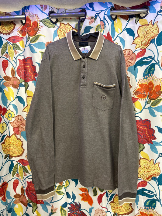Sergio tacchini oversized brown retro polo crewneck