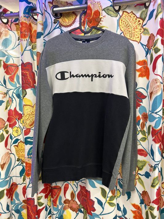 Champion grey and black crewneck