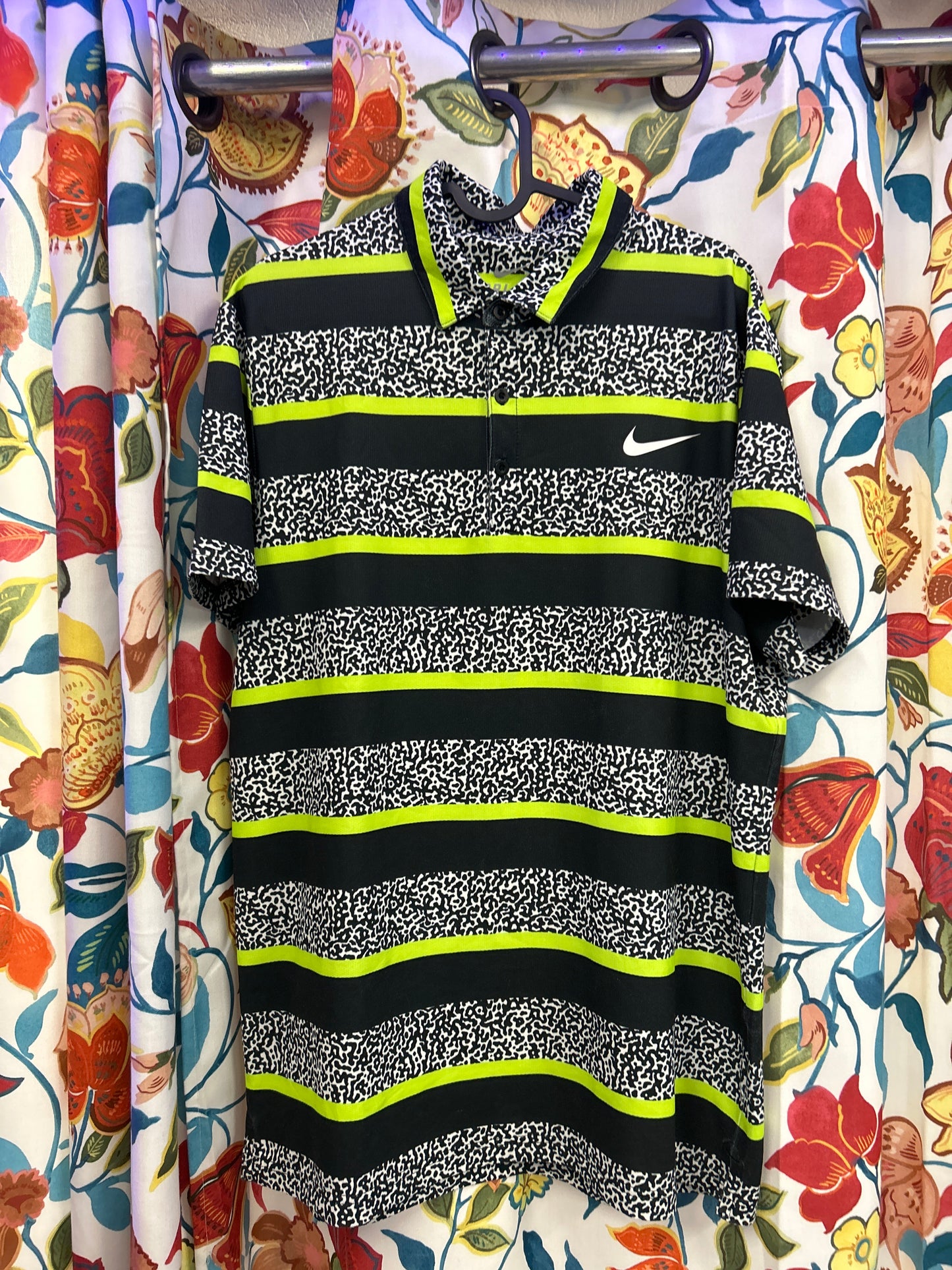 Nike brat green and zebra print polo shirt