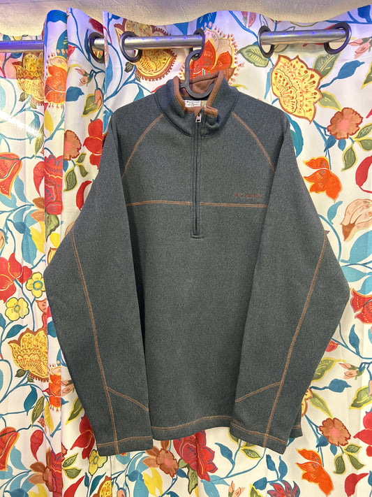 Columbia navy green and brown half zip Crewneck