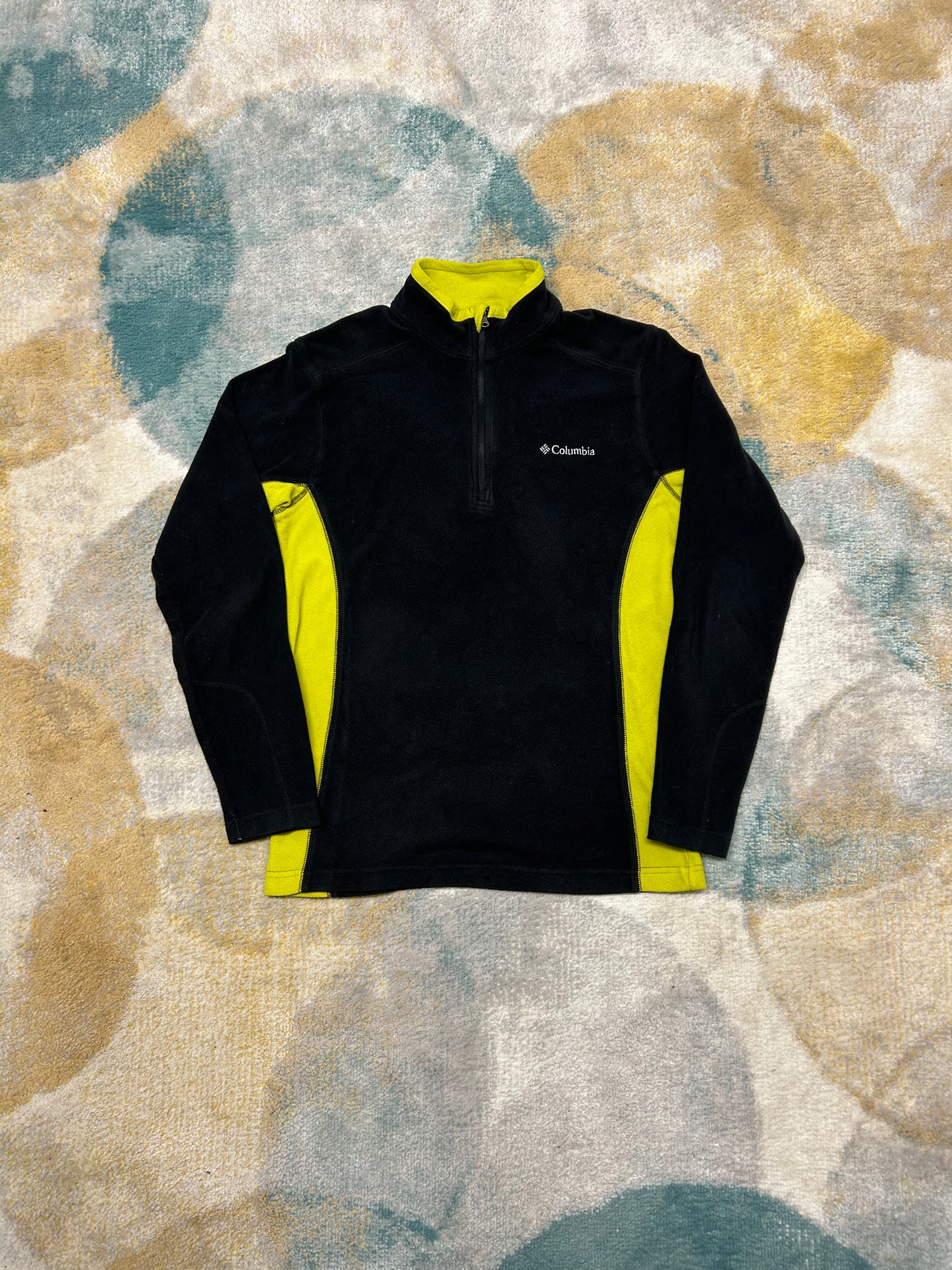 Columbia Black and Neon Yellow Fleece Half-Zip