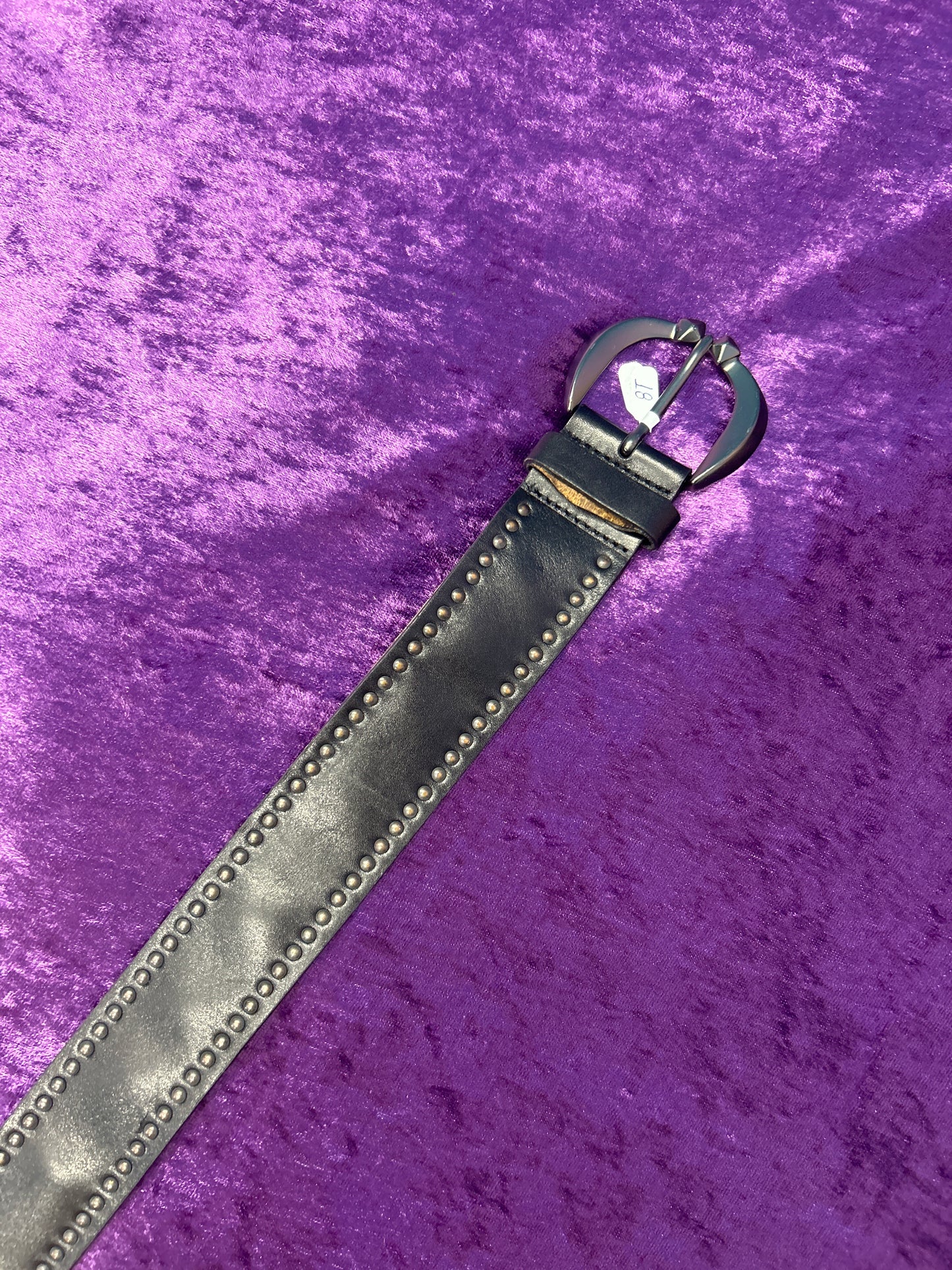 Black Leather and Silver Metal Italian Belt