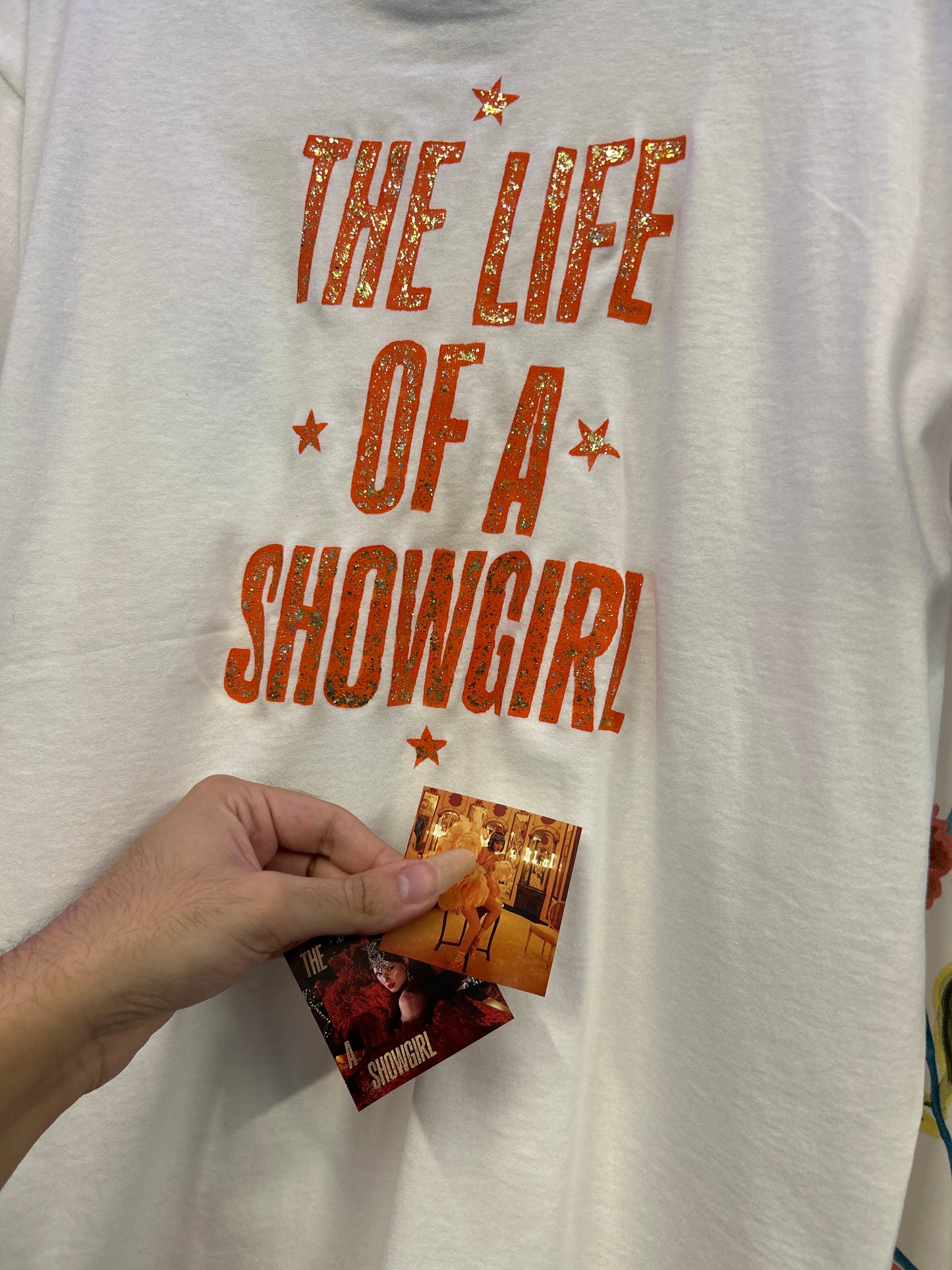 Taylor Swift 'The Life of a Showgirl' White Handpainted T-shirt