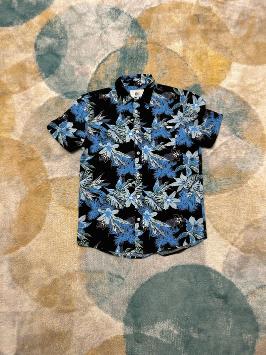 Black blue flower summer shirt