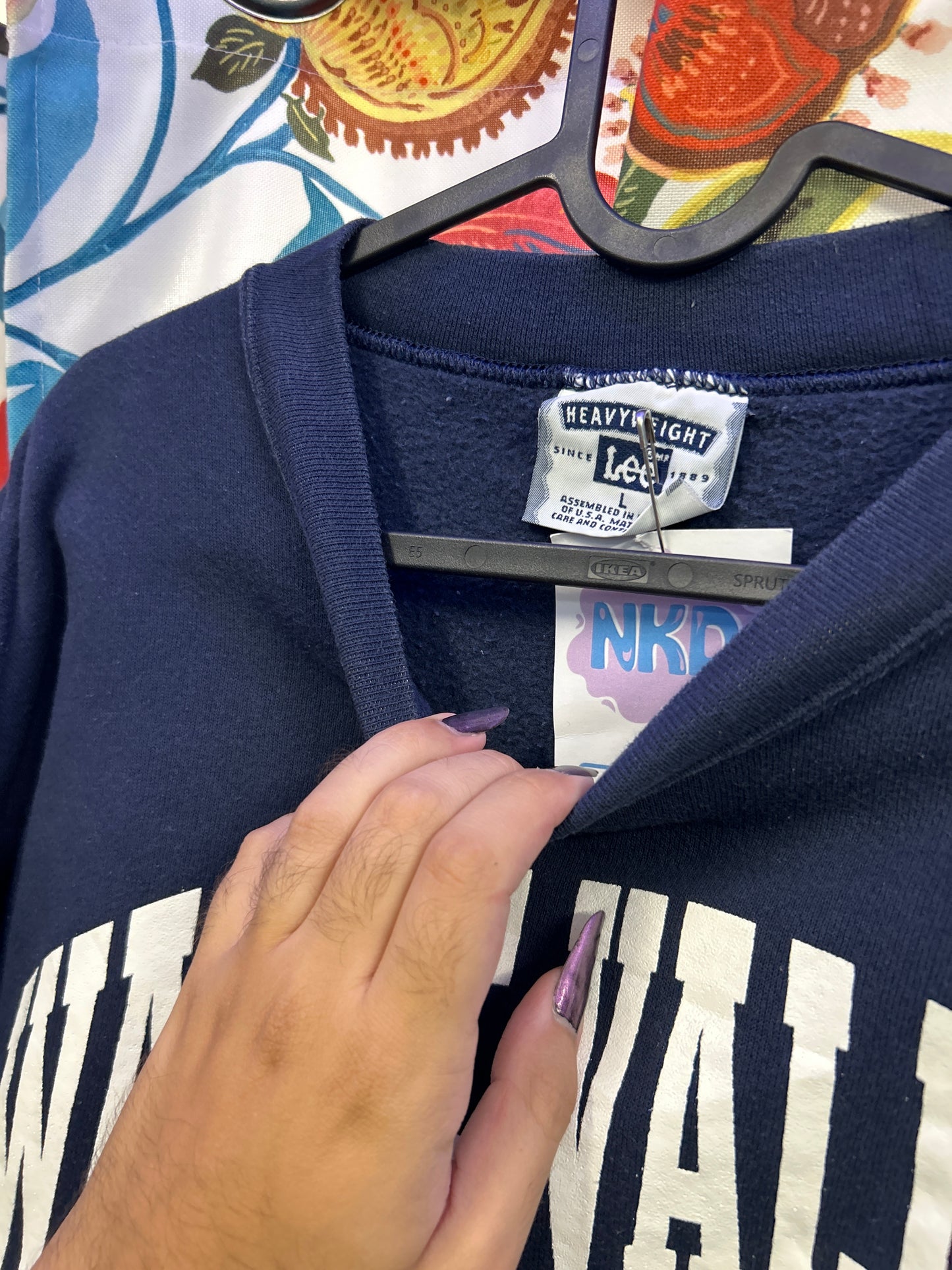 Lee heavyweight dark blue crewneck with fleece interior