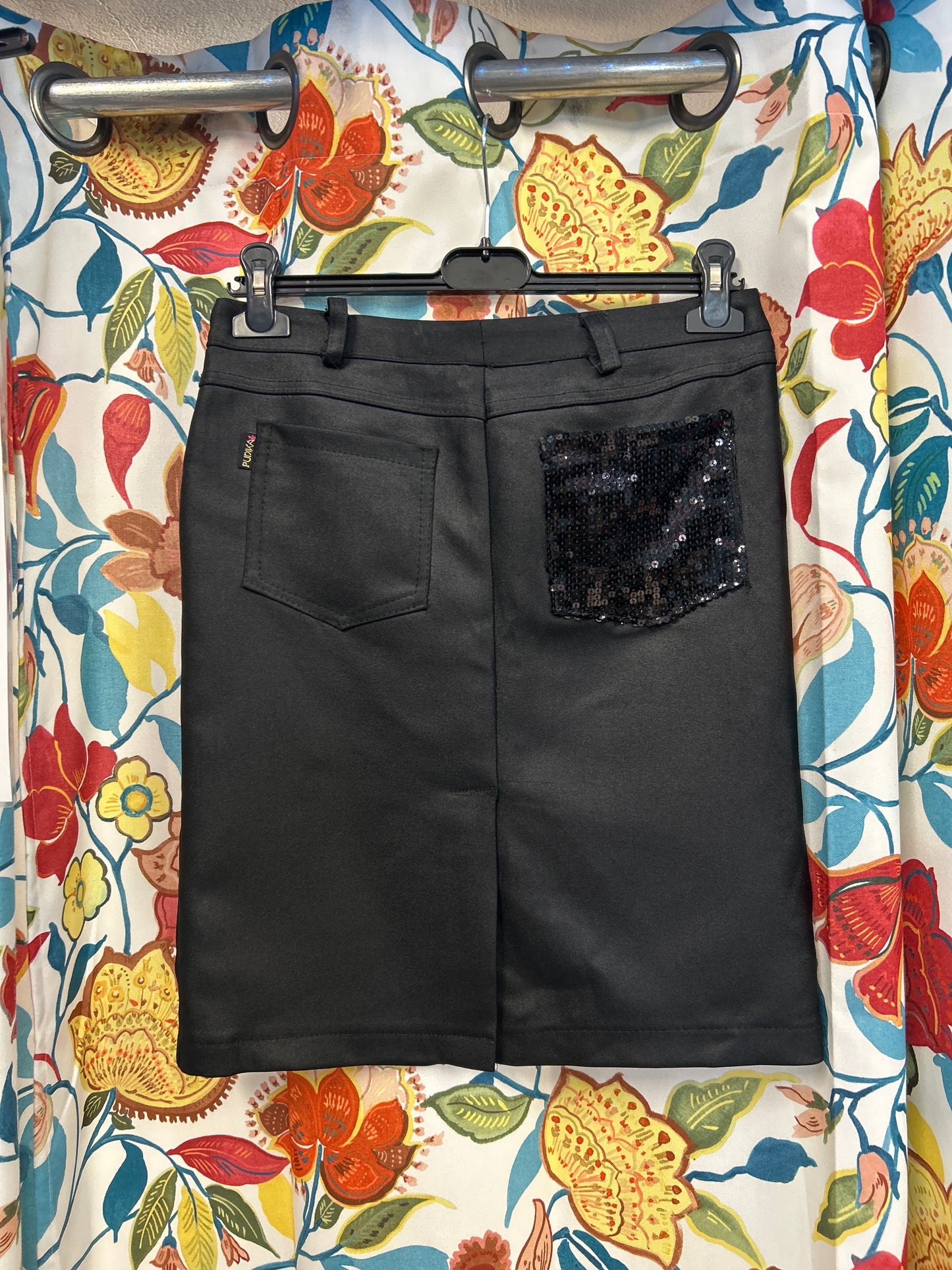 Y2k Black Skirt with Sequin Detailing