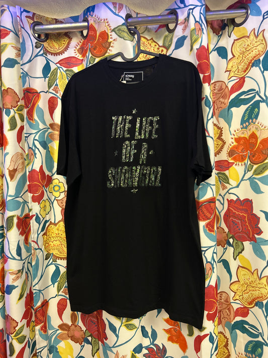 Taylor Swift 'The Life of a Showgirl' Black Handpainted T-shirt