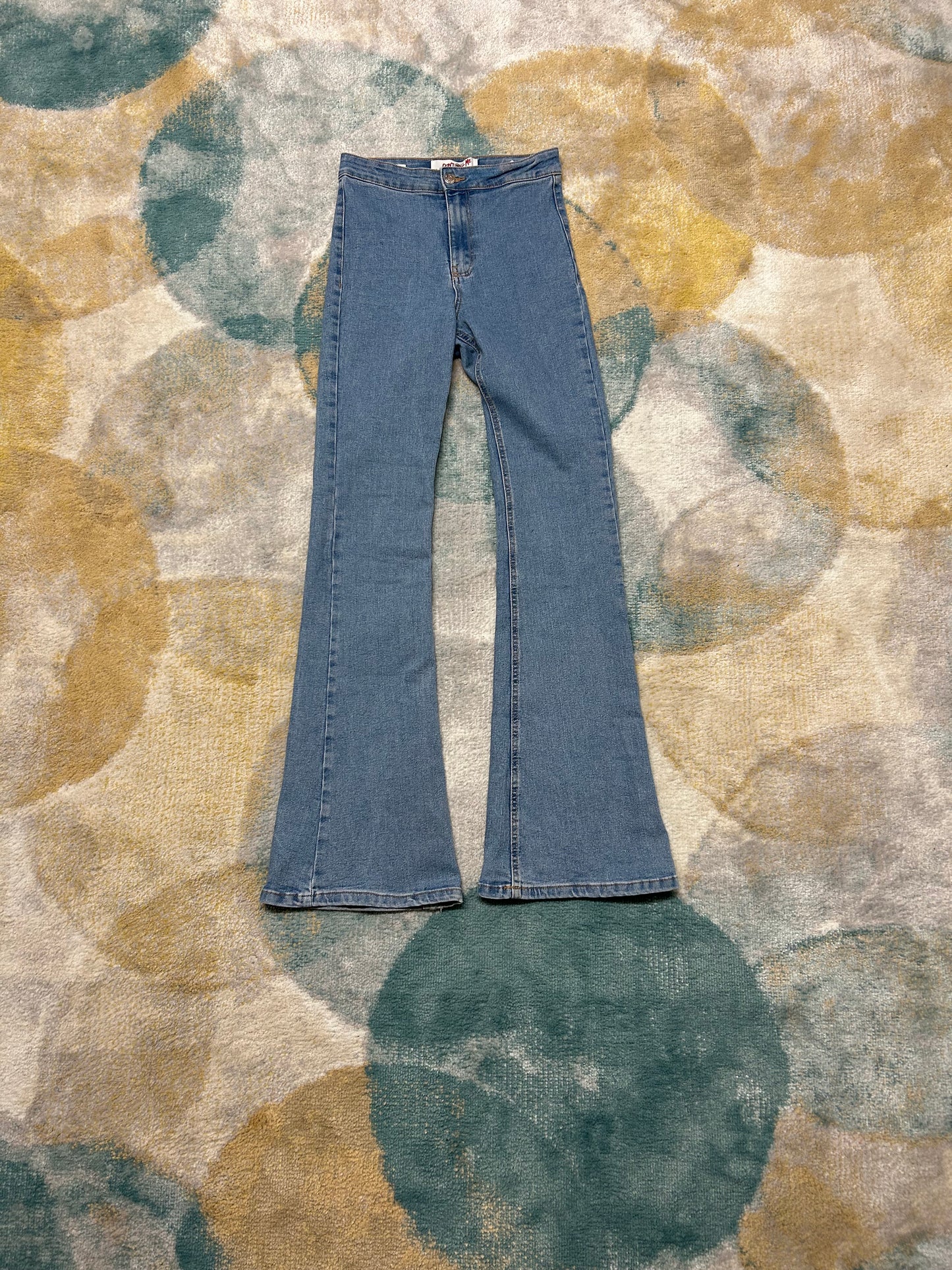 Light denim jennyfer elastic high waisted flare pants