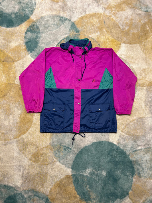 Purple blue and green windbreaker