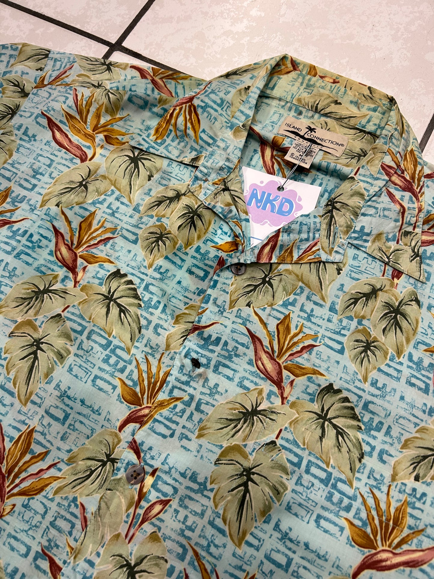 Teal Cotton Floral Summer Shirt