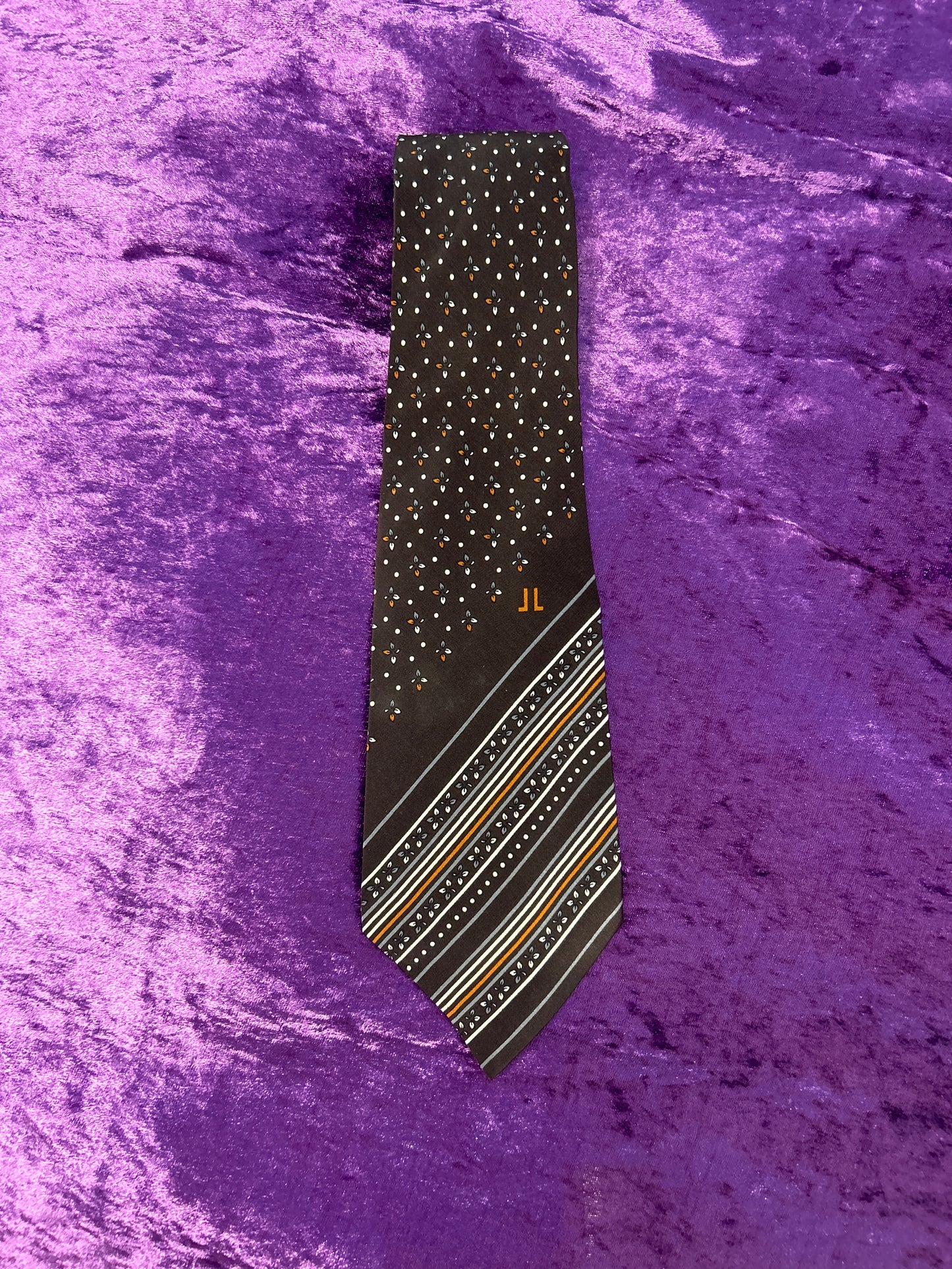 Italian Dark Brown Floral Pattern Tie