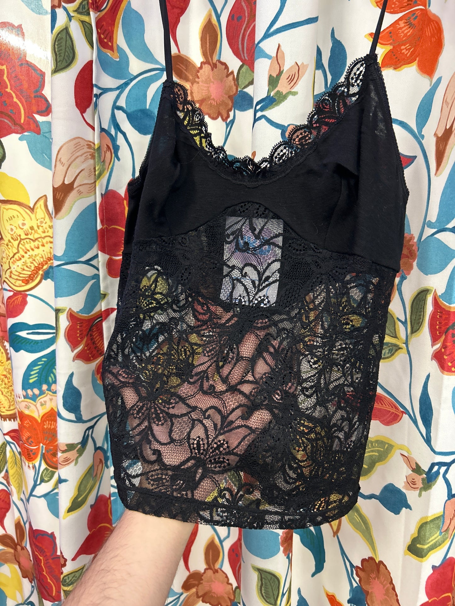 Y2k black lace top