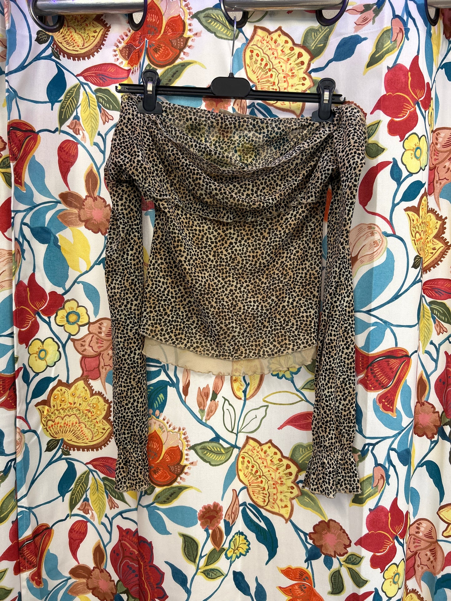Y2k leopar vintage online Greek manufactured ruffle top