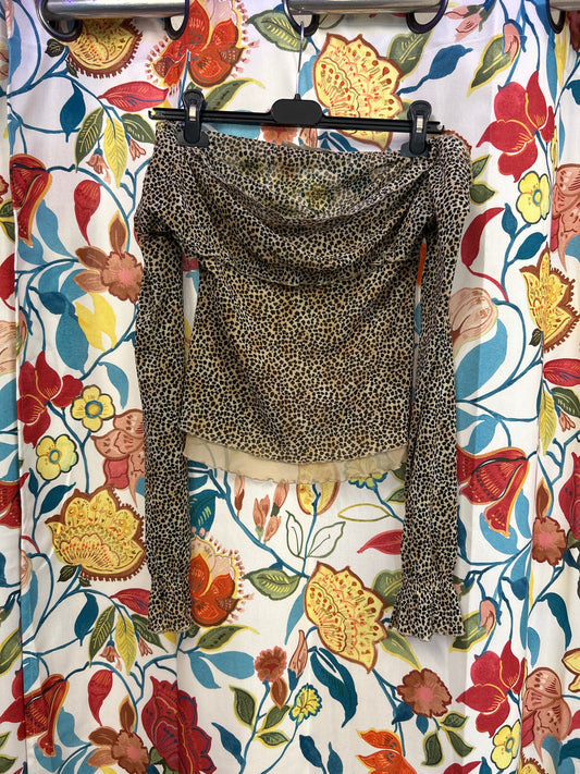 Y2k leopar vintage online Greek manufactured ruffle top