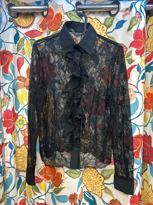 Y2k mesh black shirt