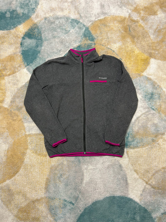 Columbia grey fleece jacket with magenta detailing