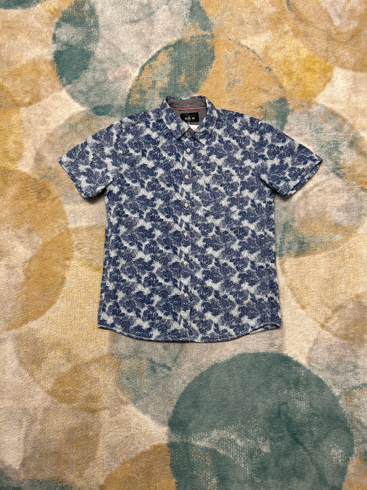 Dark blue floral patterned shirt