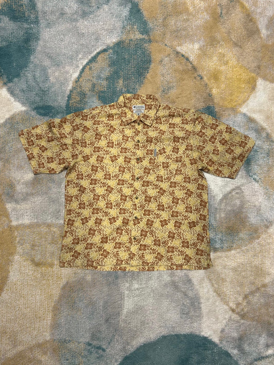 Columbia 00's Yellow Patterned Summer Shirt