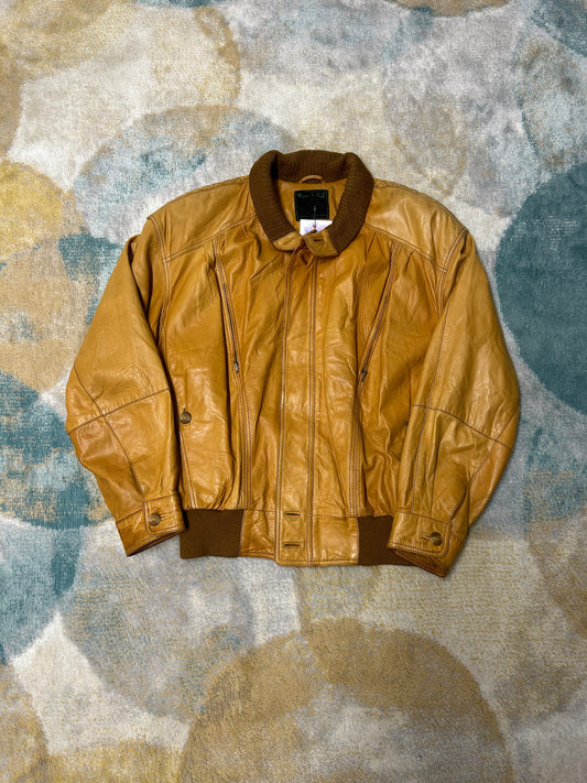 Tan brown 100% leather jacket