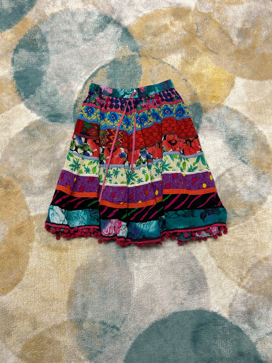 Y2k funky multi colored indian skirt