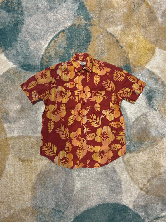 Red and Orange Floral Summer Shirt