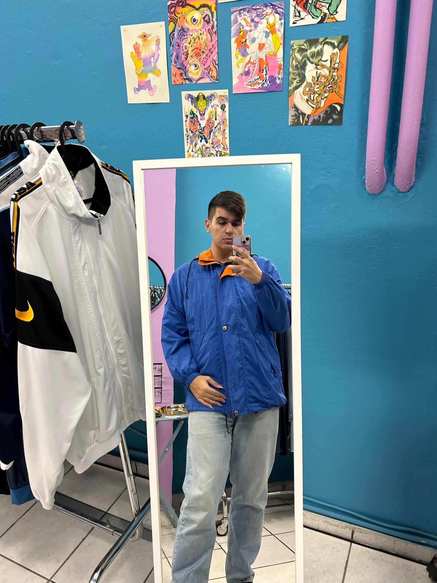 Blue Yellow and Orange Retro Windbreaker