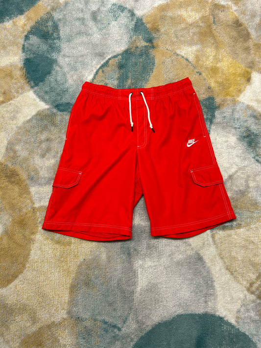 Nike red cargo swimming shorts