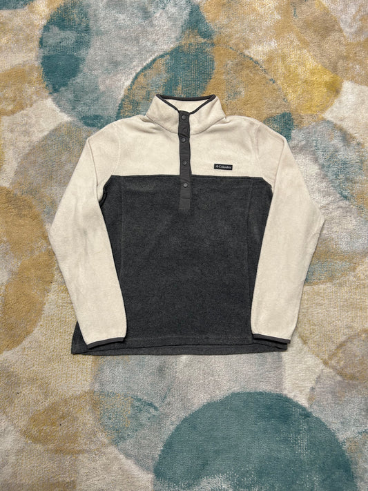 Columbia white and grey dual Half-Zip fleece