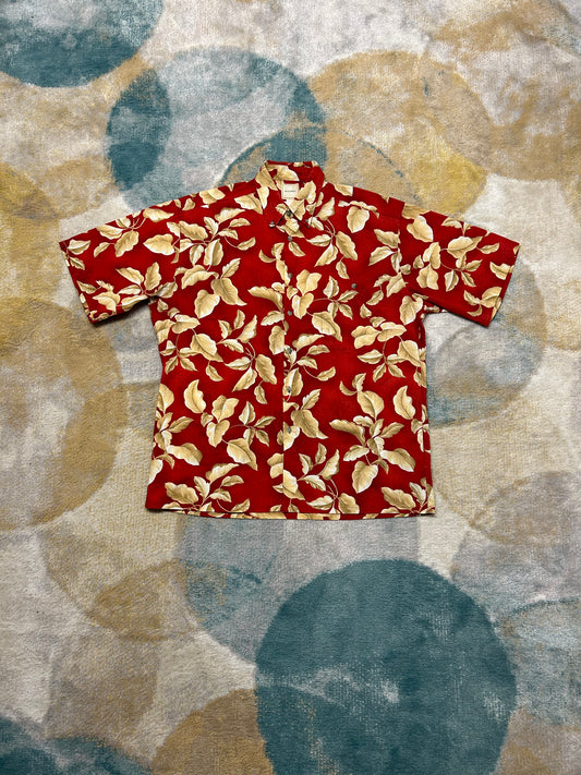 Red flower patterned shirt