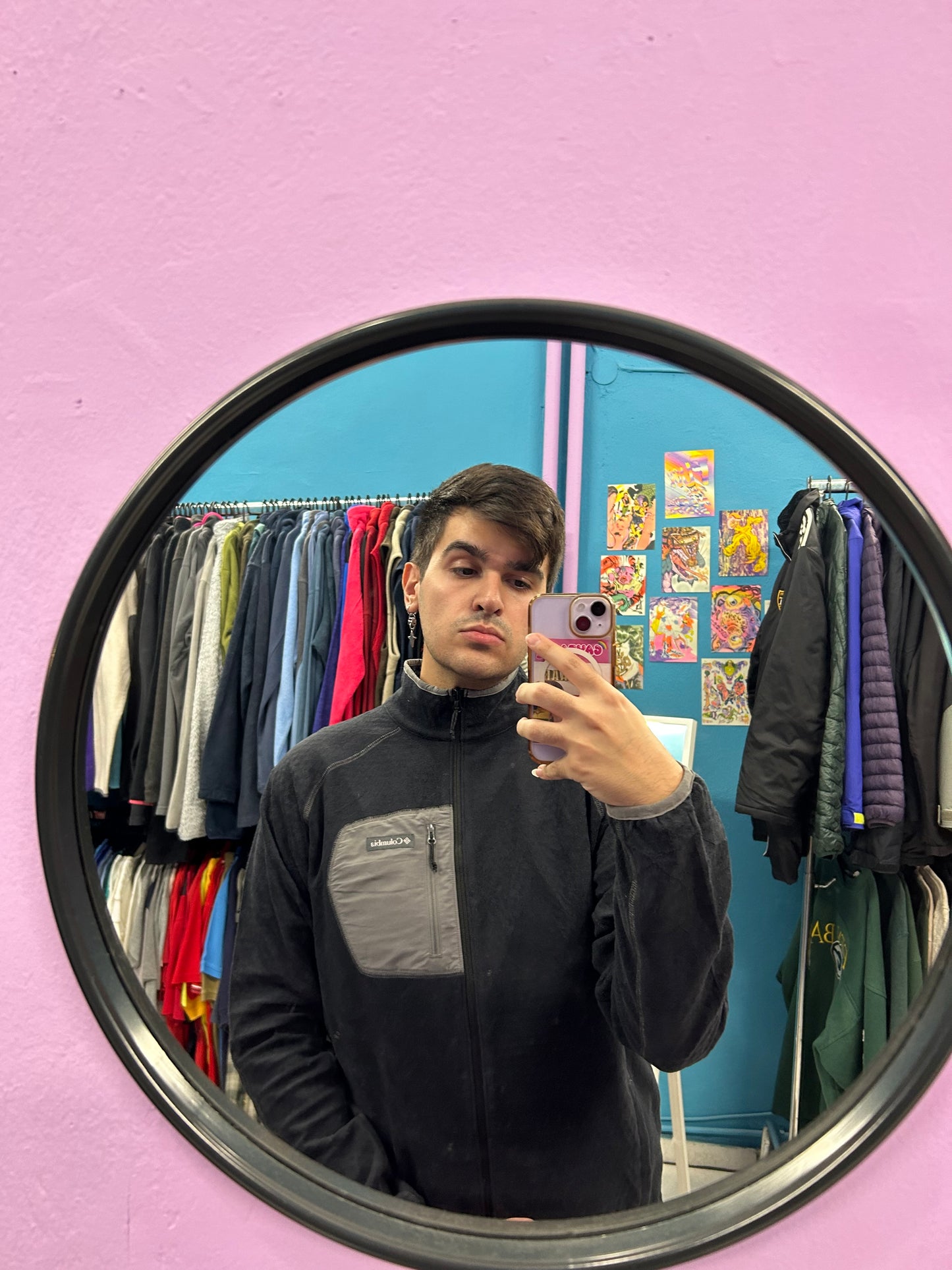 Columbia black fleece jacket with grey details