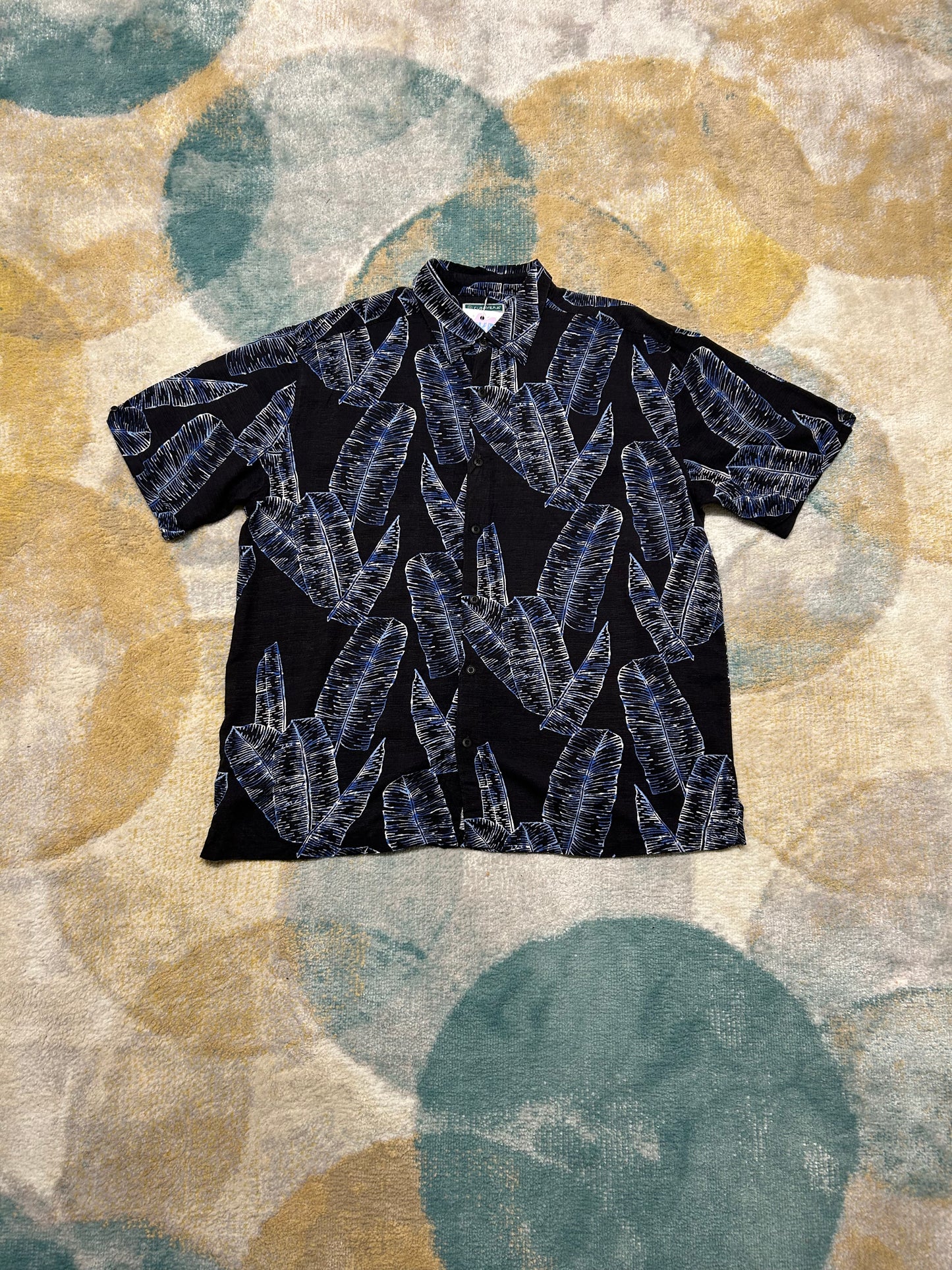 Black and blue flowers shirt