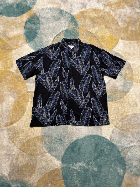 Black and blue flowers shirt