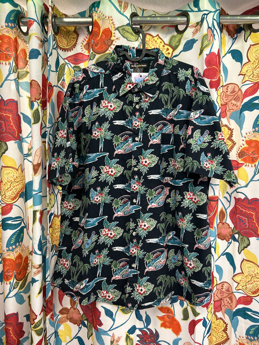 Black Hawaii patterned summer shirt