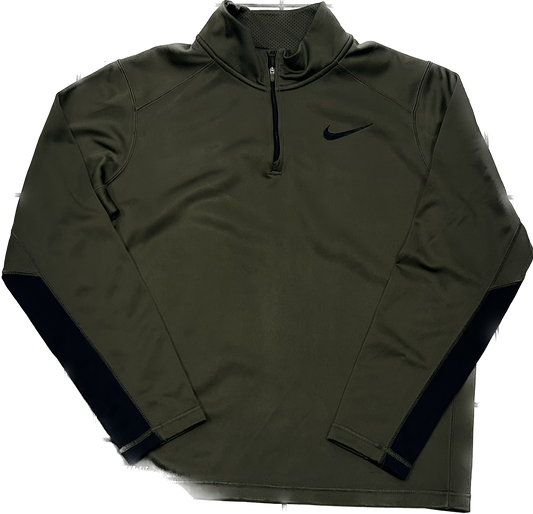 Nike Olive Green and Black Therma Fit Half-Zip